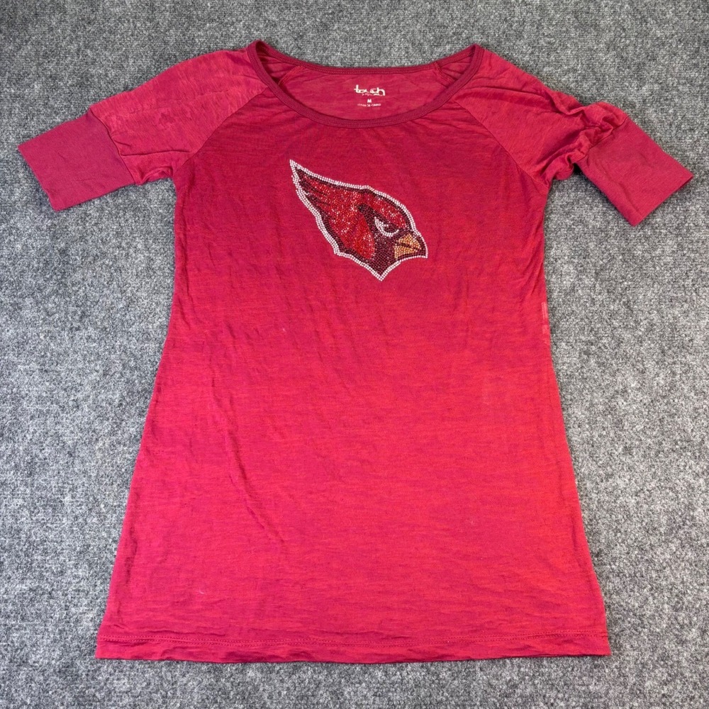 Touch by Alyssa Milano Arizona Cardinals Rhinestone Red Raglan Top Womens Medium